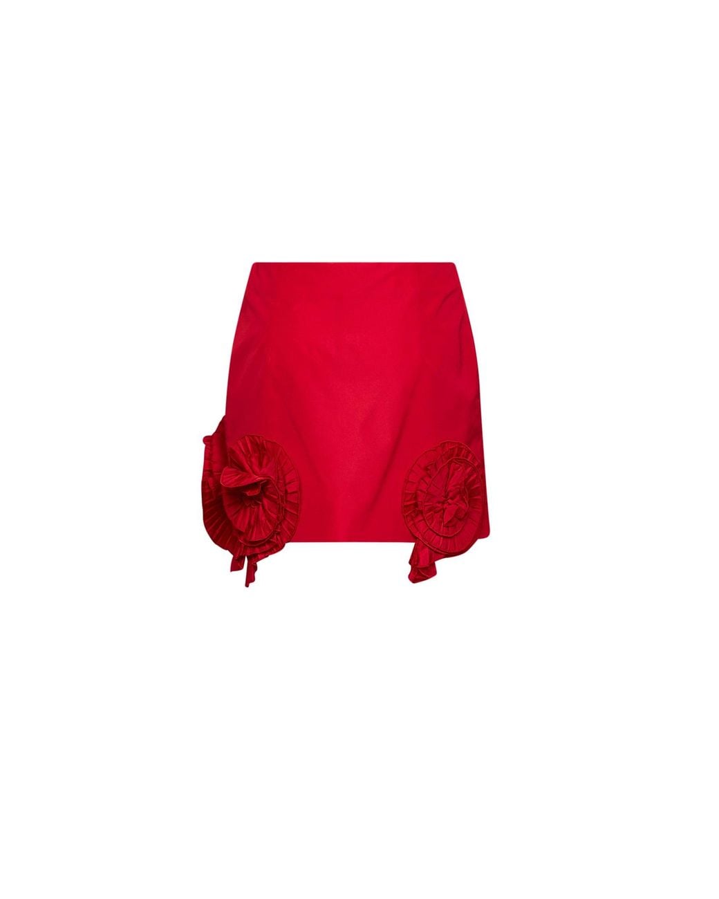 Blumarine Red Taffeta Mini Skirt With 3D Roses