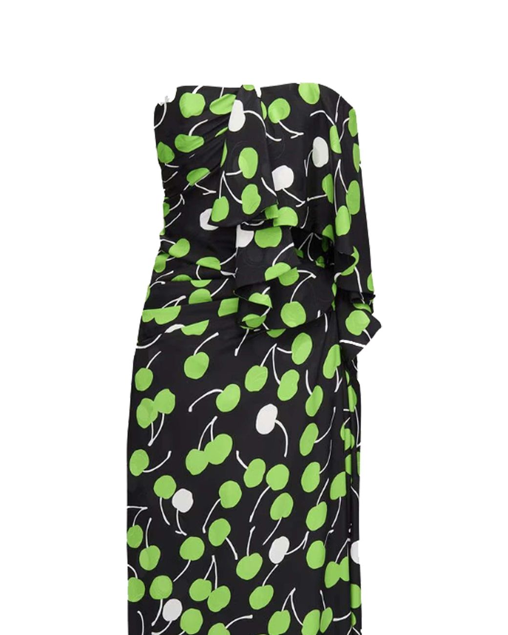Saint Laurent Green Cherry Silk Long Bustier Dress