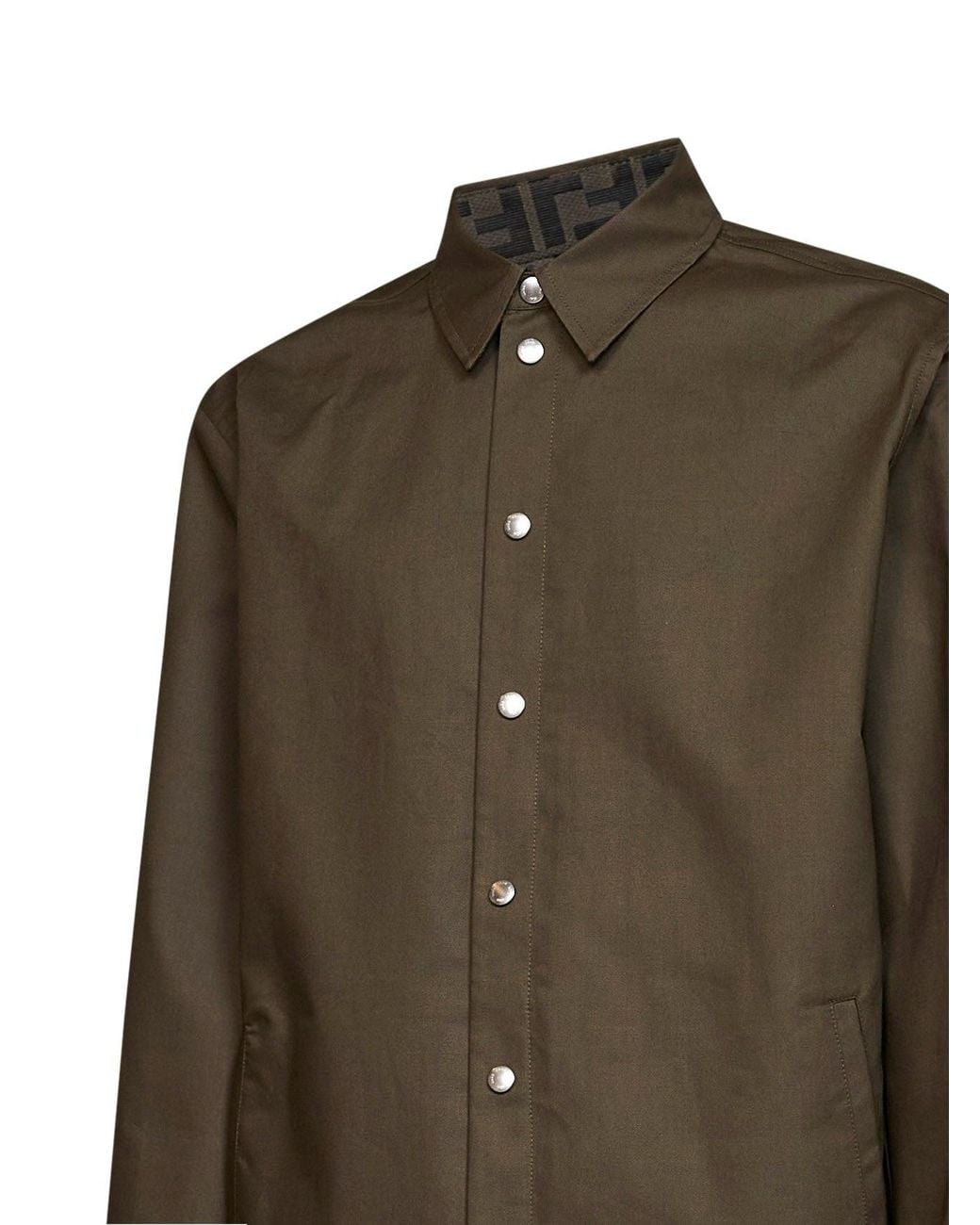 Fendi Green Mackintosh Fabric Overshirt for men