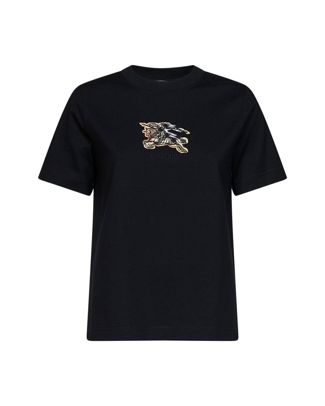 Burberry Black Cotton Ekd Check T-Shirt