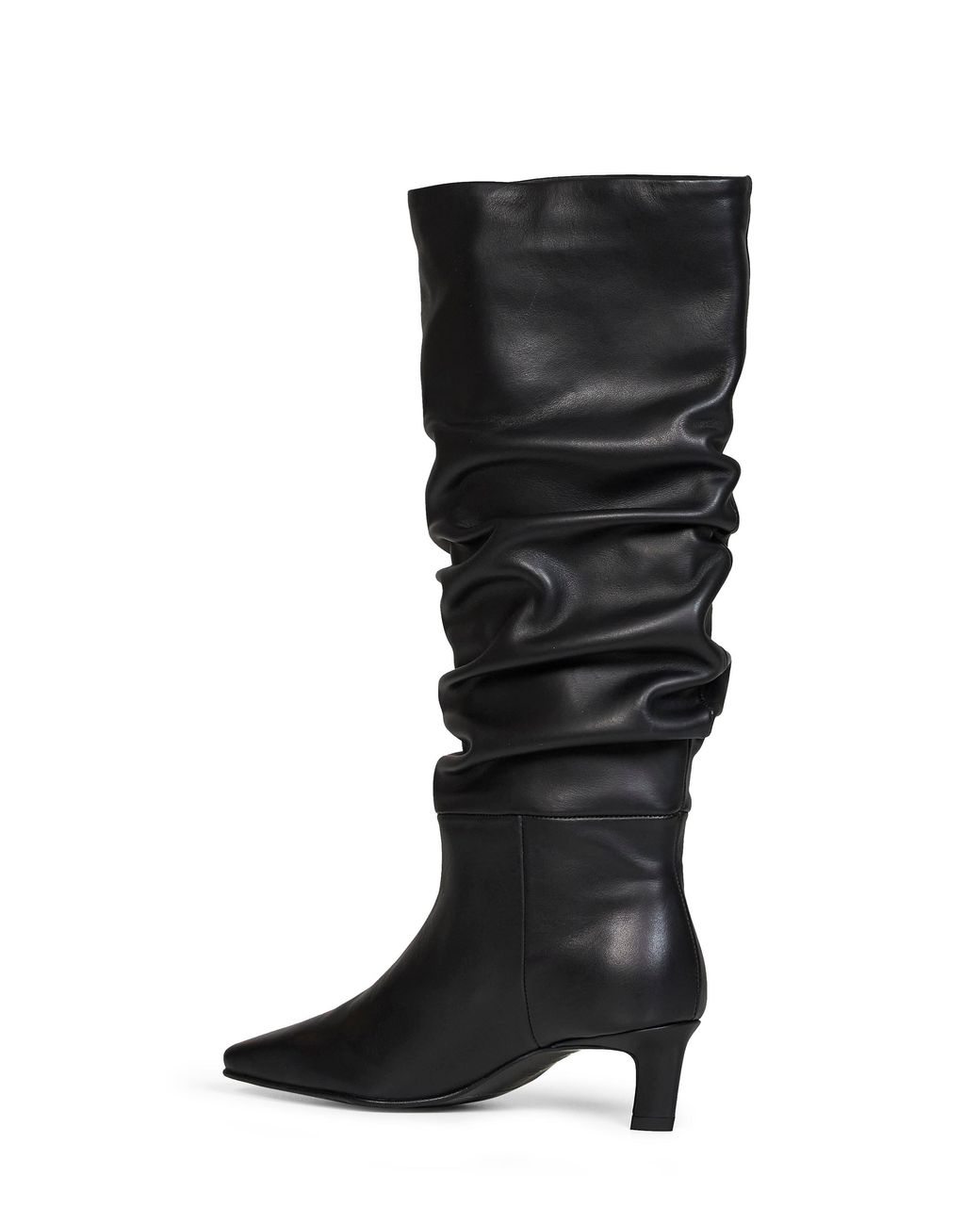 Alohas Black Leather Kalila Knee-High Draped Boots