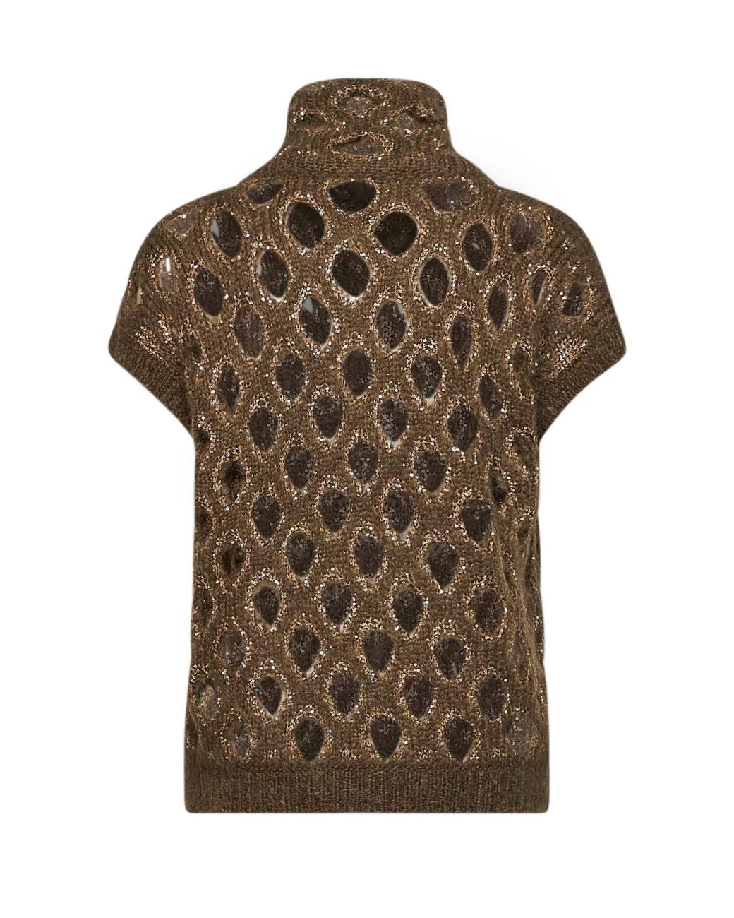 Brunello Cucinelli Green Mohair-Blend Open-Knit Zip-Up Vest