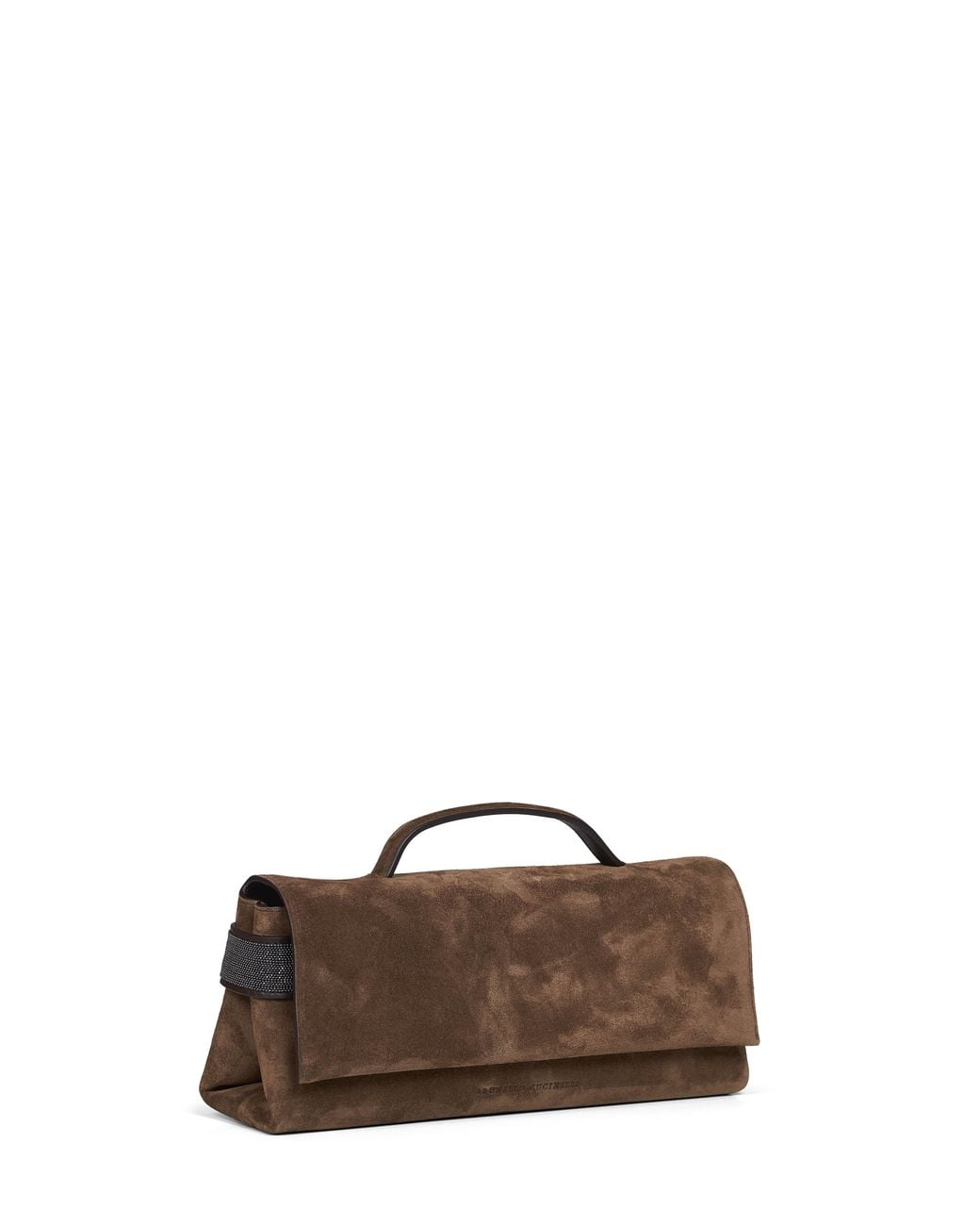 Brunello Cucinelli Brown Caramel Clutch Essence Top-Handle Bag