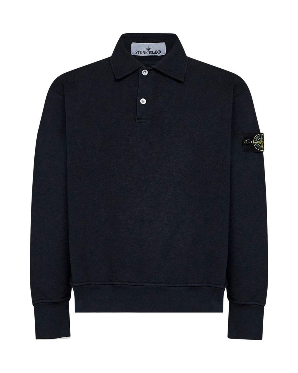 Stone Island Blue Tubular Cotton Oversized Polo-Style Sweatshirt for men