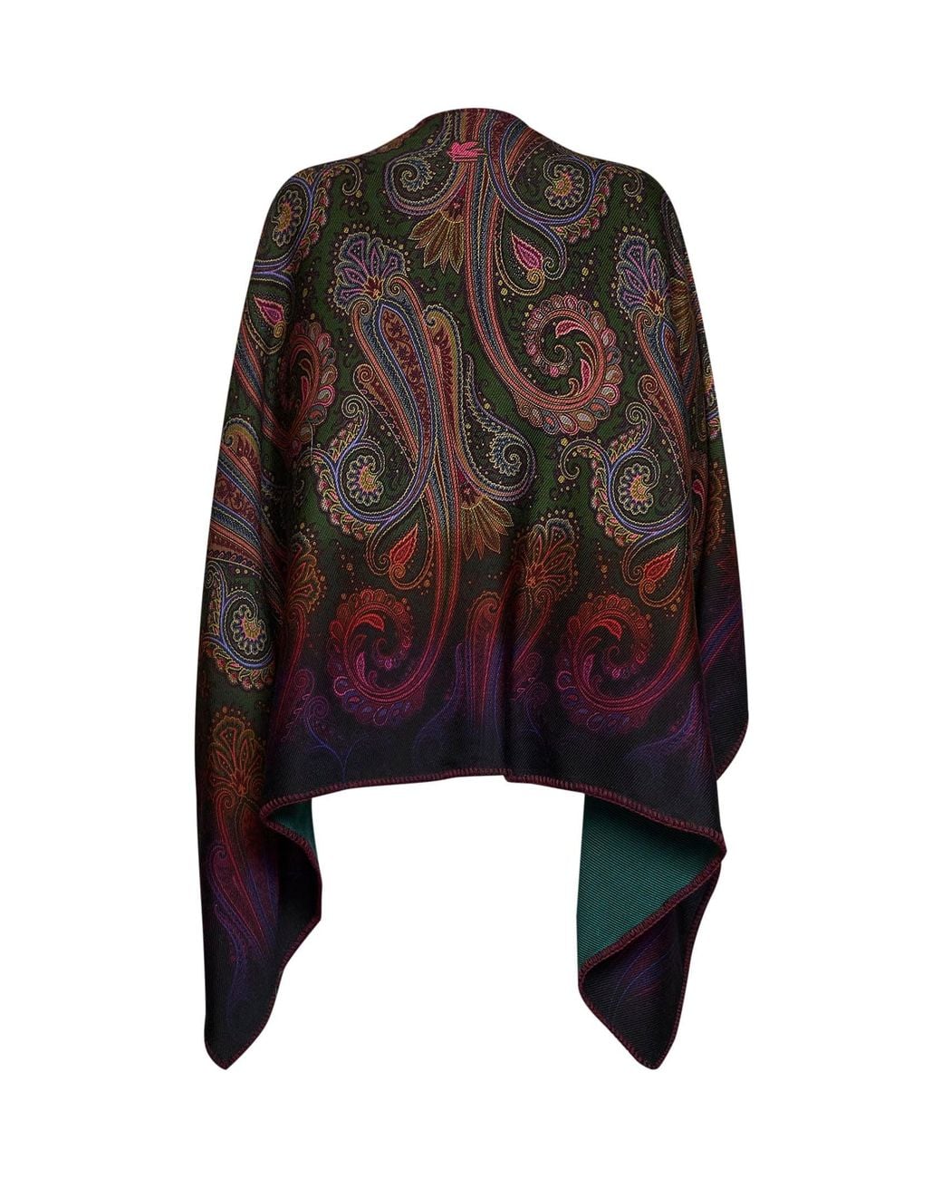 Etro Blue Wool And Modal Double Cloth Reversible Cape