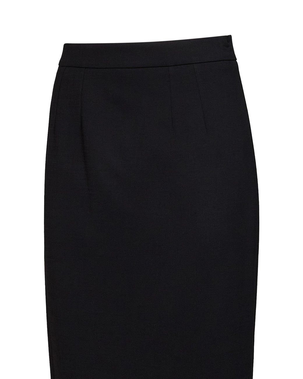 Dolce & Gabbana Black Stretch Wool Midi Pencil Skirt