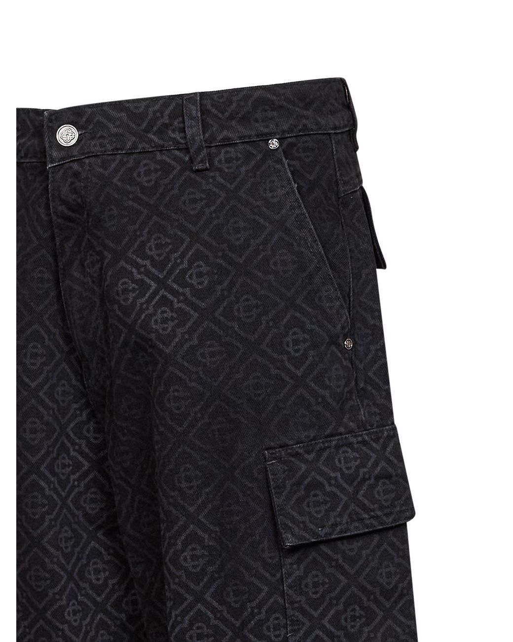 Casablanca Blue Cotton Denim Monogram Cargo Jeans for men