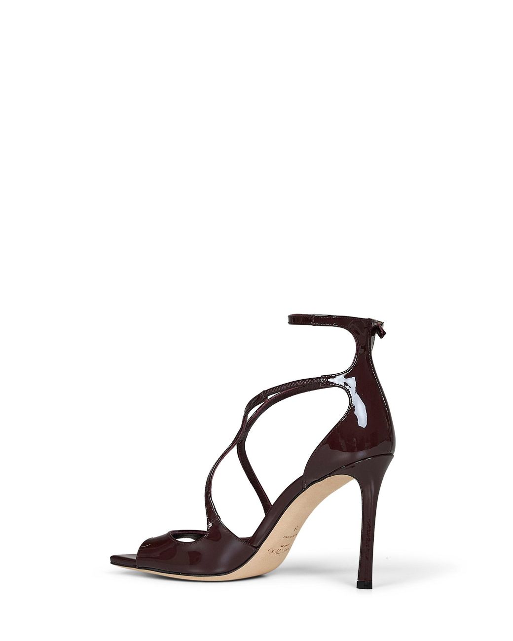 Jimmy Choo White Deep Merlot Patent Leather Azia 95 Sandals