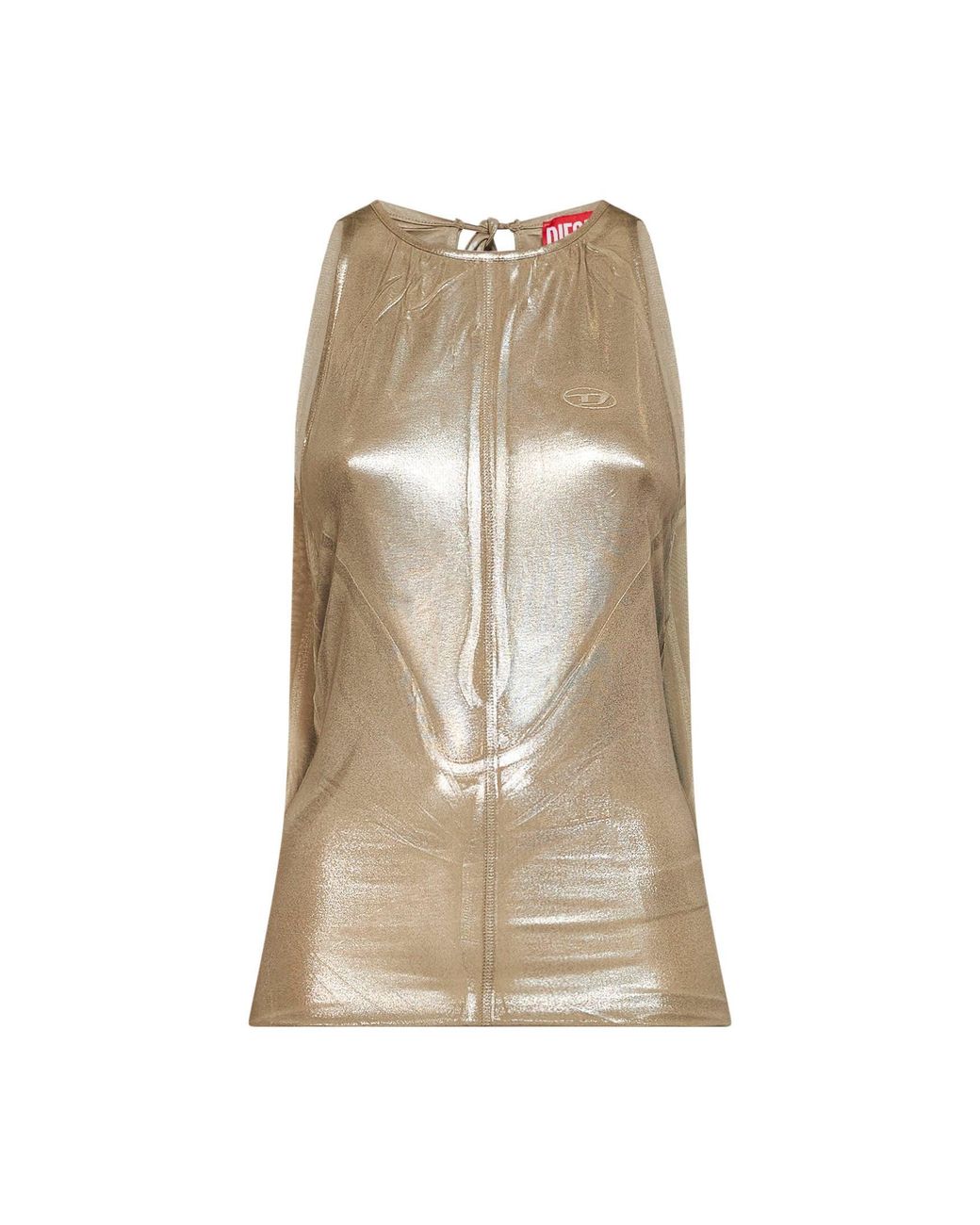 DIESEL Natural Metallic Stretch Jersey T-Dyvyny Top