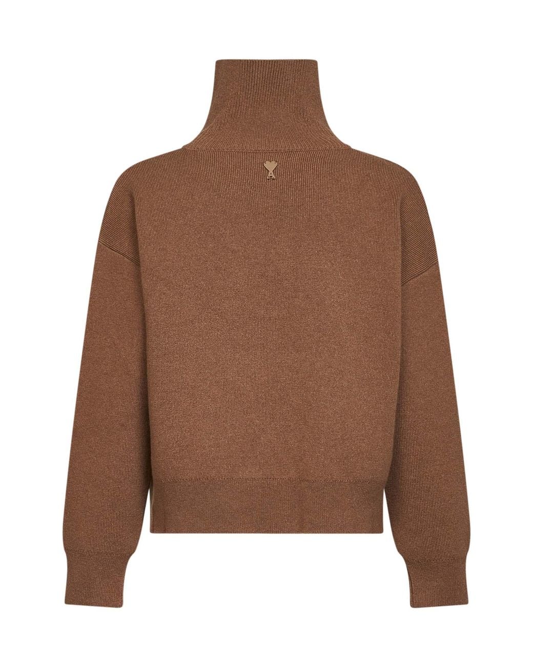 AMI Brown Compact Wool Knit Button-Up Sweater for men