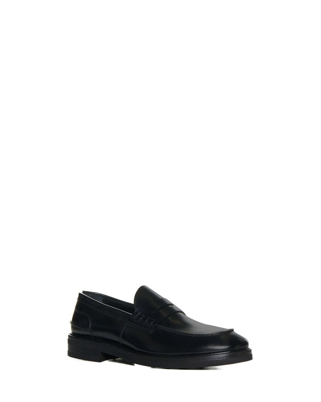 D 40 Black Leather Penny Loafers for men