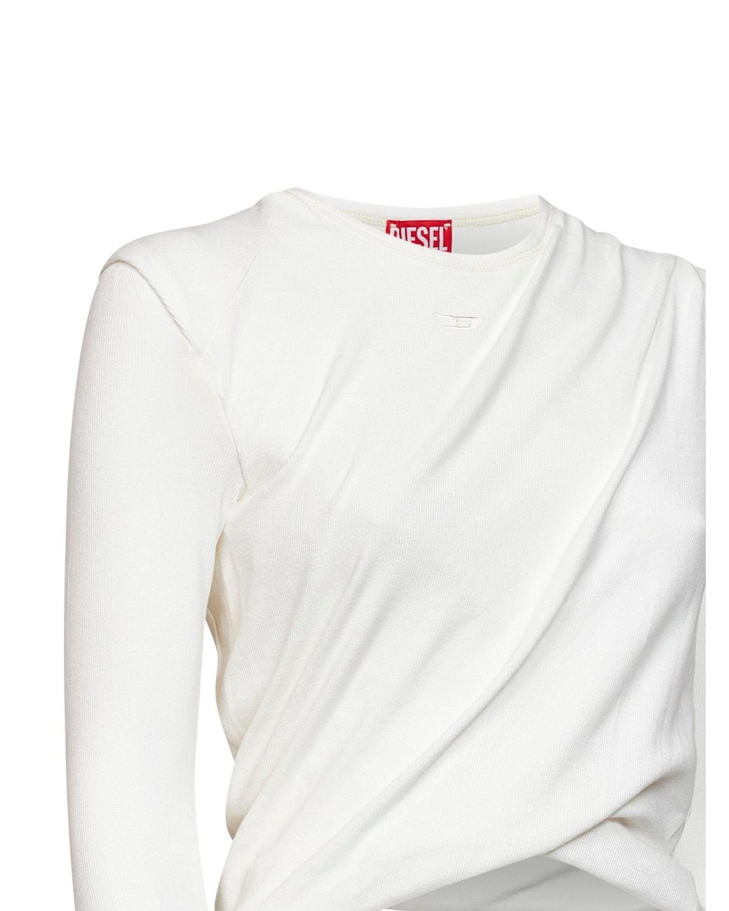 DIESEL White Ribbed Jersey T-Asay-Pl Long-Sleeved T-Shirt