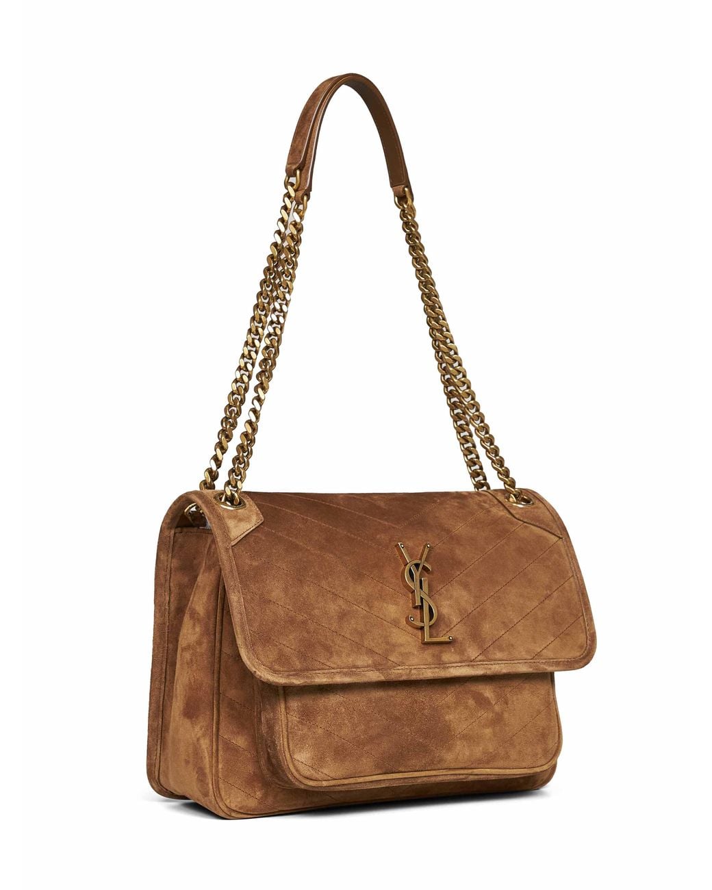 Saint Laurent Brown Caramel Cognac Niki Medium Shoulder Bag
