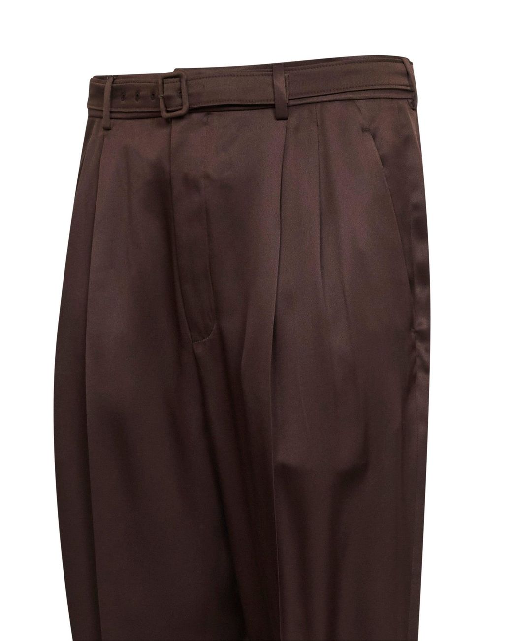 Saint Laurent Brown Chocolate Duchesse Silk Satin Slim-Fit Trousers for men