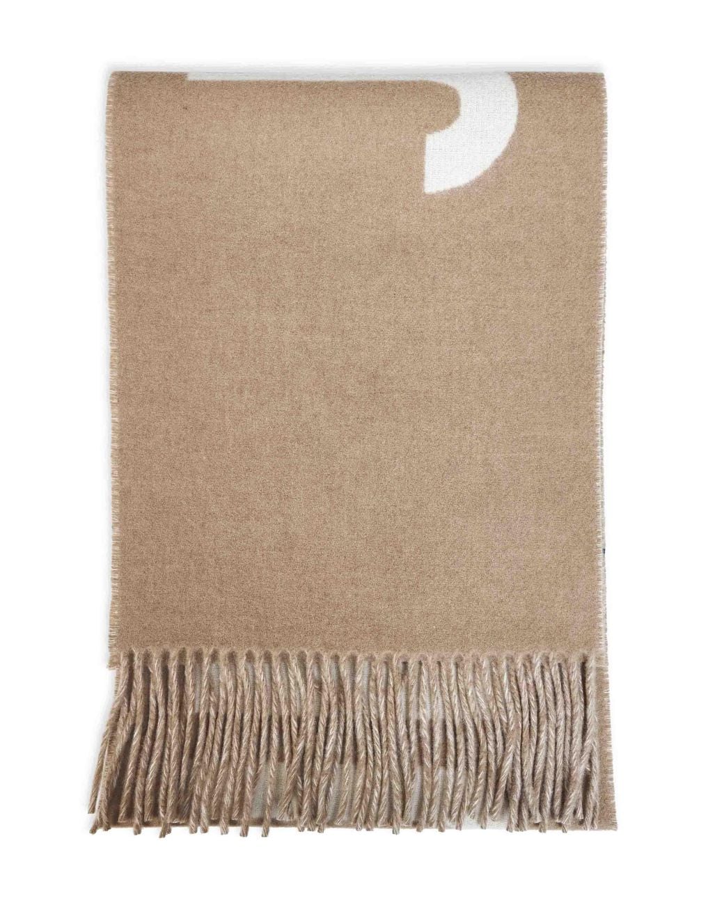 Jacquemus Natural Taupe Wool The Fringe Logo Scarf for men