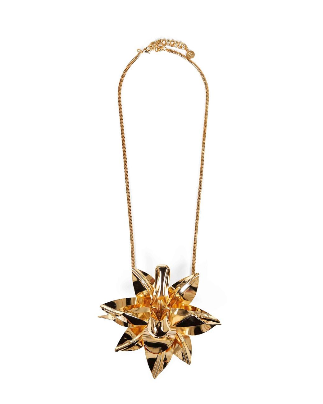 Rabanne Metallic Metal Necklace With Oversized Flower