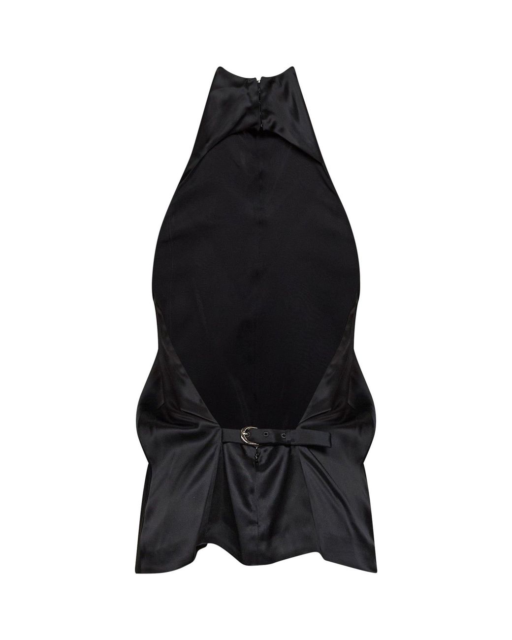 Khaite Black Satin Rone Halter Neck Top