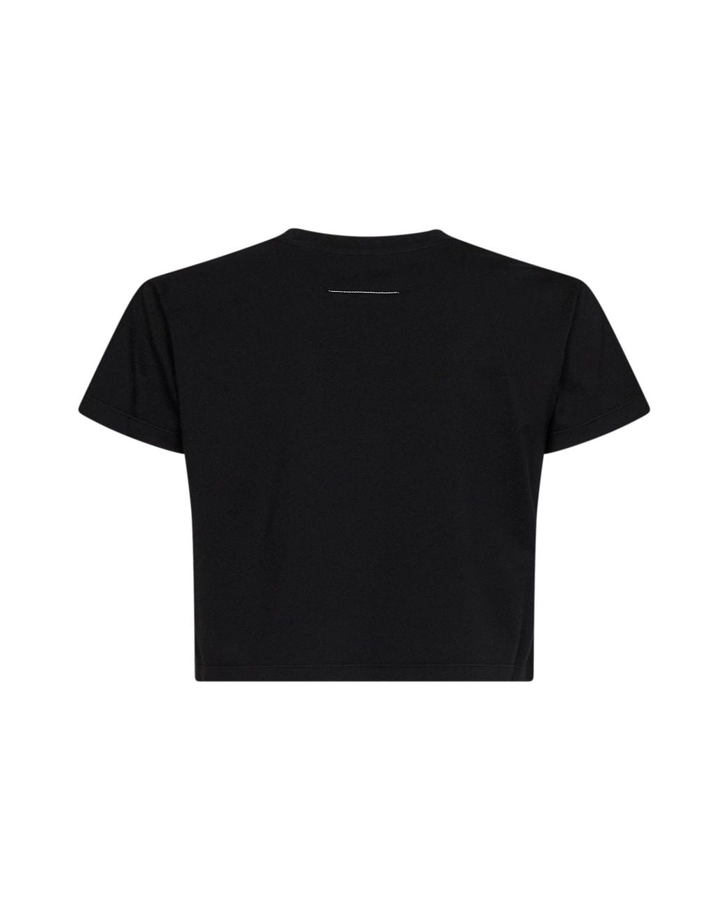 MM6 by Maison Margiela Black Jersey Cropped T-Shirt With Flipped Print