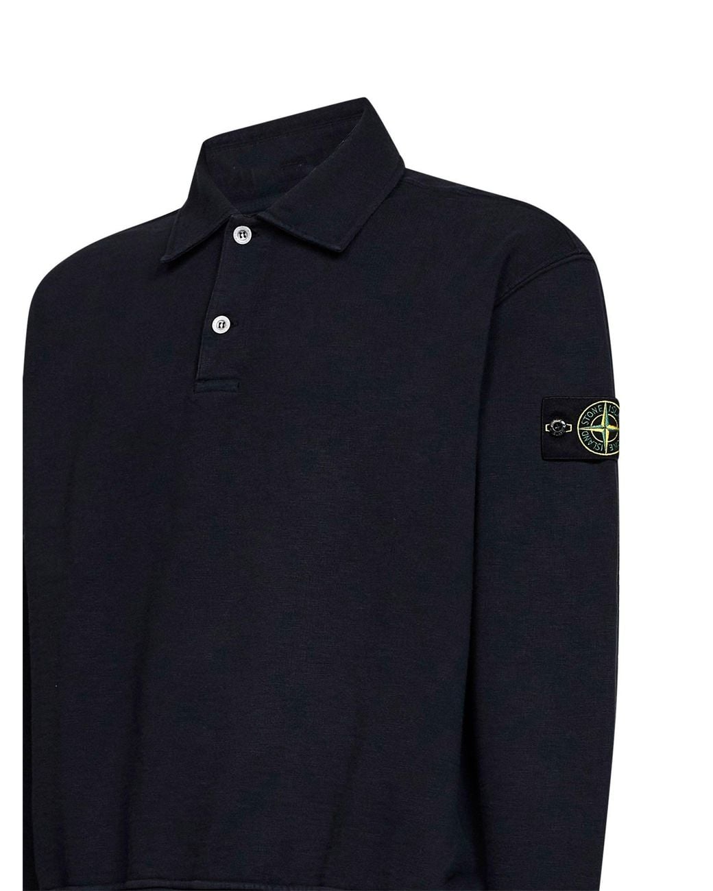 Stone Island Blue Tubular Cotton Oversized Polo-Style Sweatshirt for men