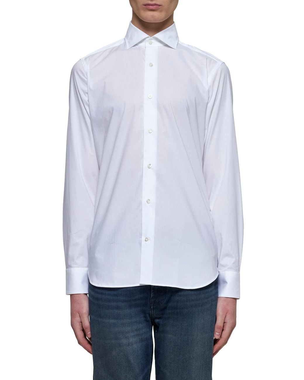 D 40 White Stretch Cotton Classic Shirt for men