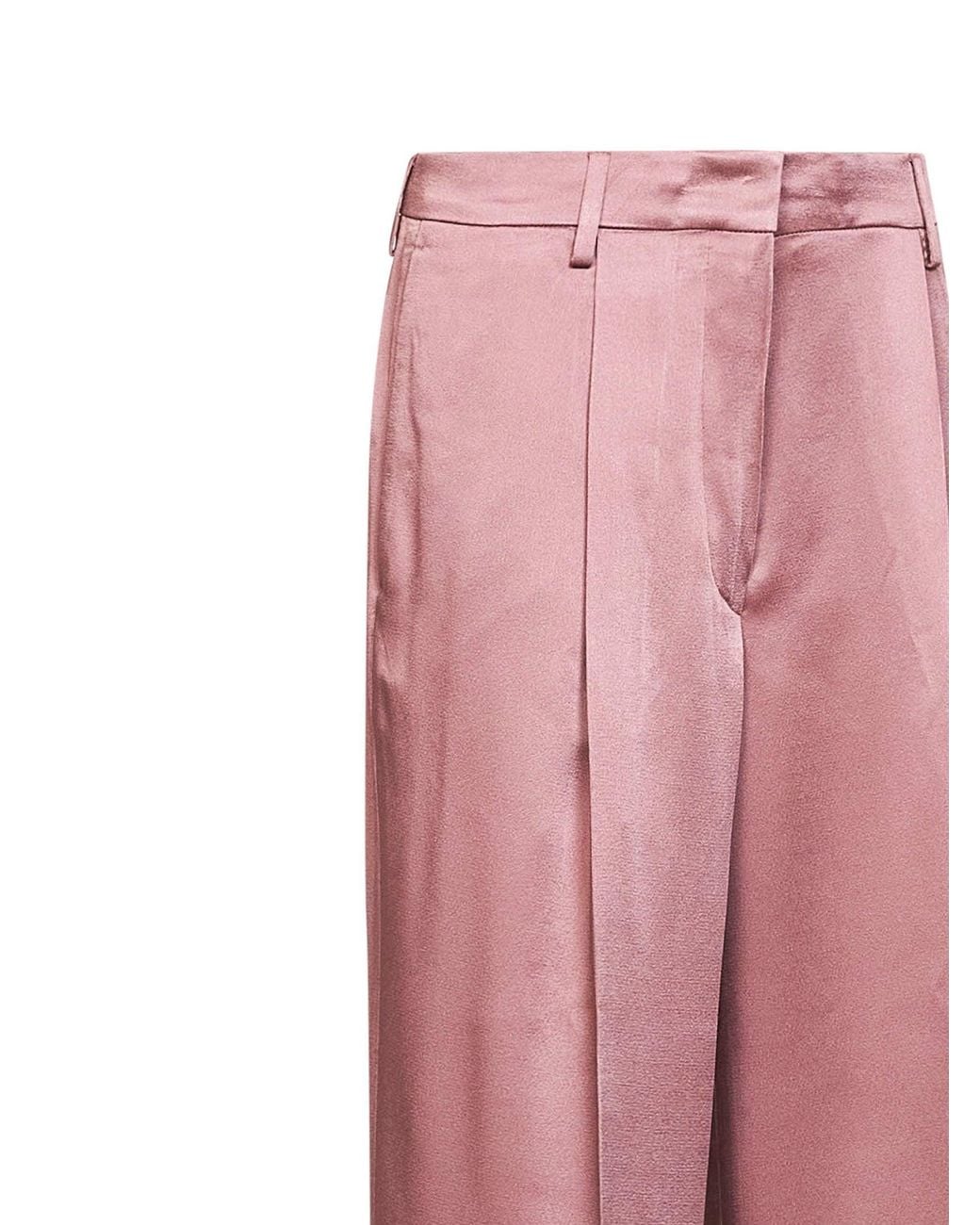 Dries Van Noten Pink Old Rose Fluid Crepe Satin Portias Straight-Leg Trousers