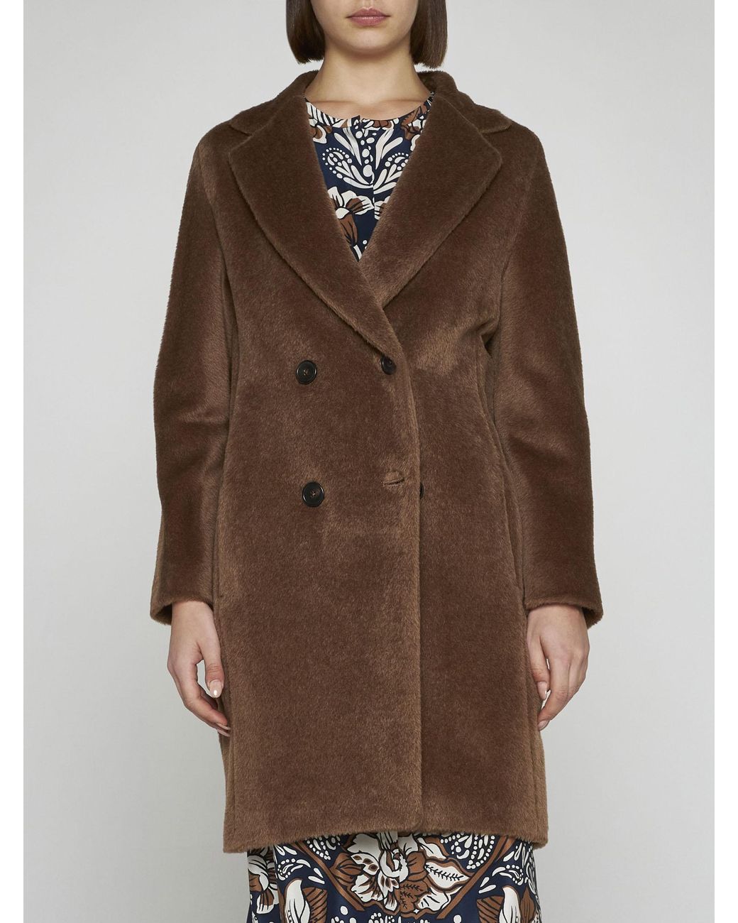 Max Mara Roseto Alpaca And Wool Coat in Brown | Lyst