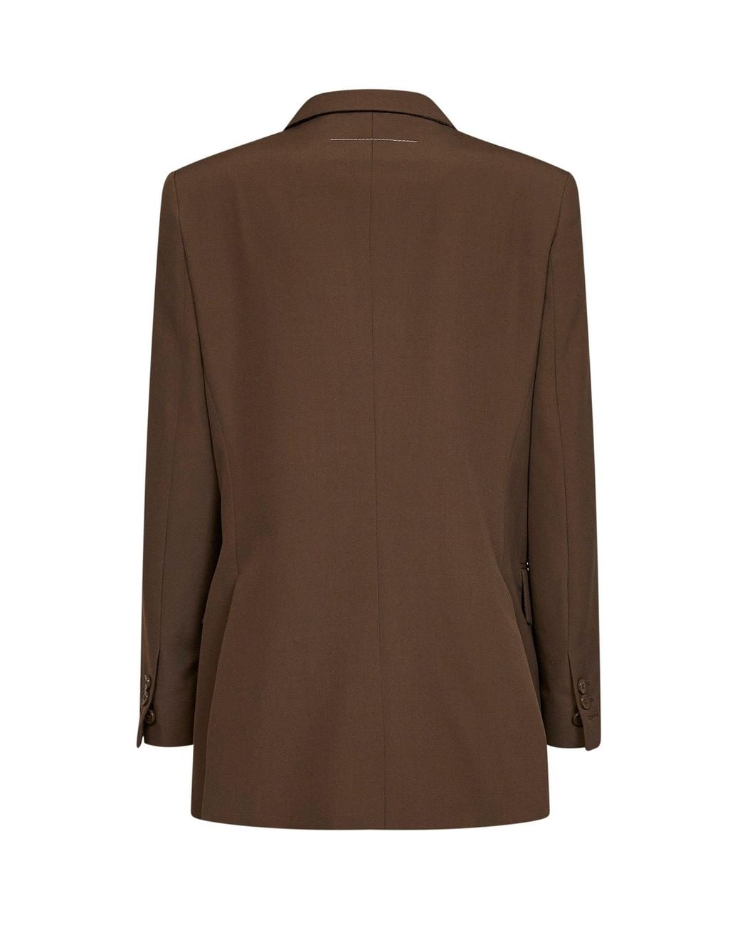 MM6 by Maison Margiela Brown Camel Wool Blend Double-Breasted Blazer