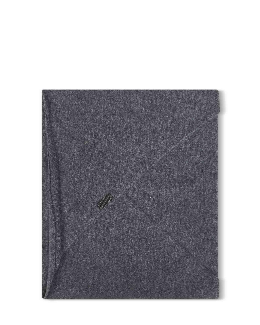 Brunello Cucinelli Blue Lead Cashmere Scarf With Monili