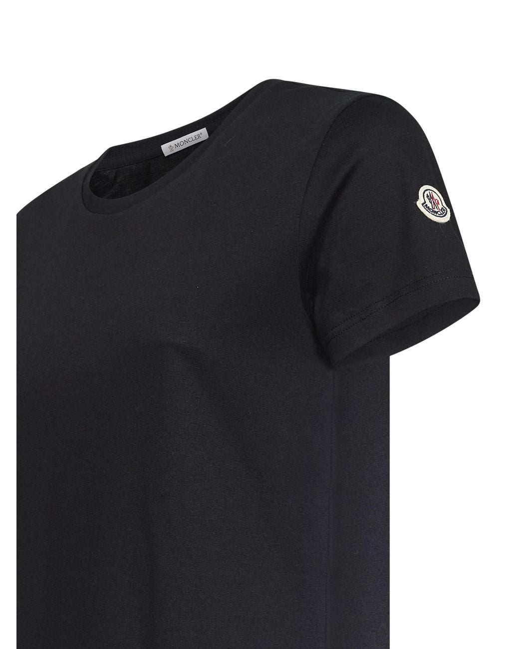 Moncler Black Cotton Jersey Logo Patch T-Shirt for men