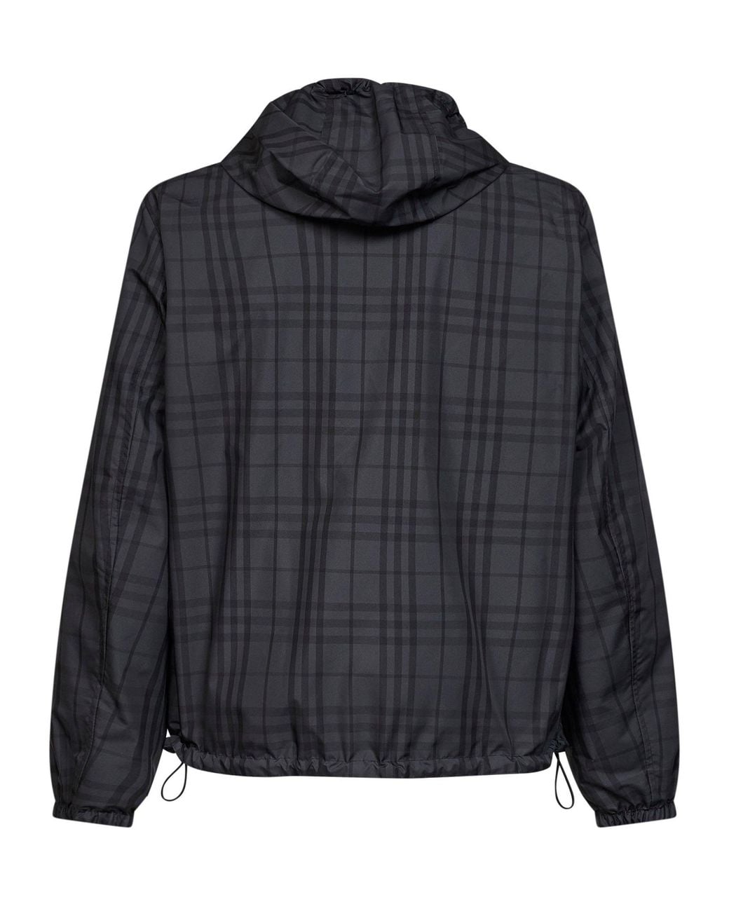 Burberry Black Iron Newport Check Reversible Hooded Jacket for men