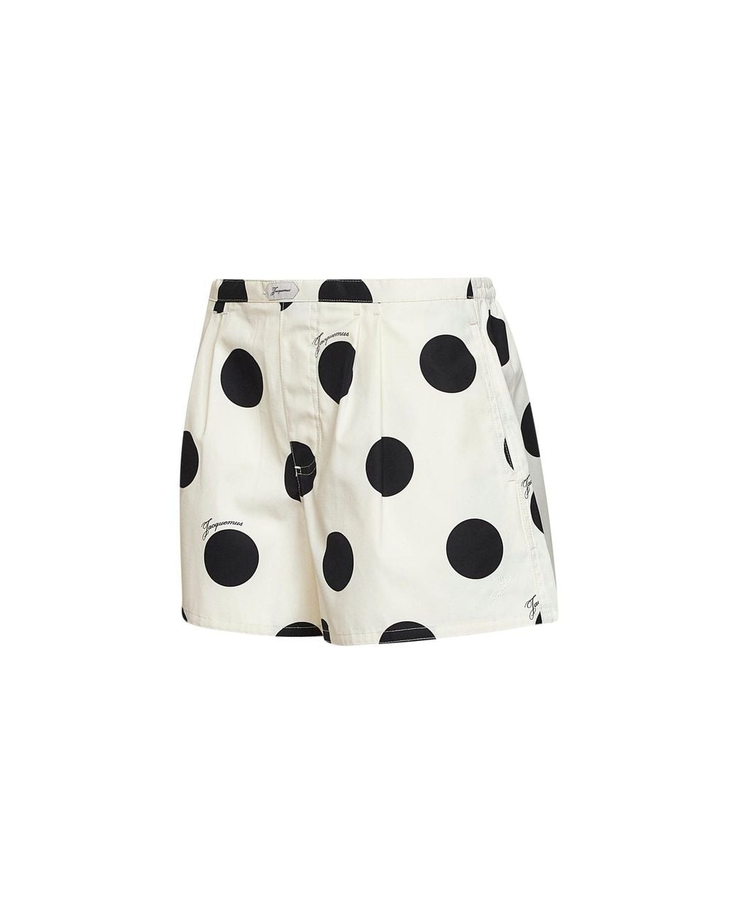 Jacquemus White And Polka-Dot Print Cotton Poplin The Amelo Fluid Shorts