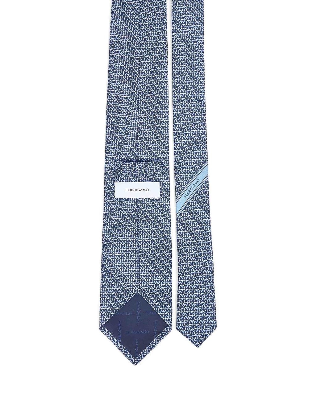 Ferragamo Blue Gancini Silk Twill Cerchio Tie for men
