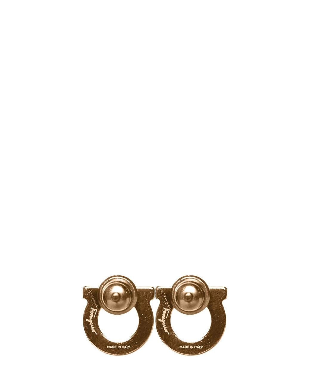 Ferragamo Metallic Rhinestones Gancini Earrings By