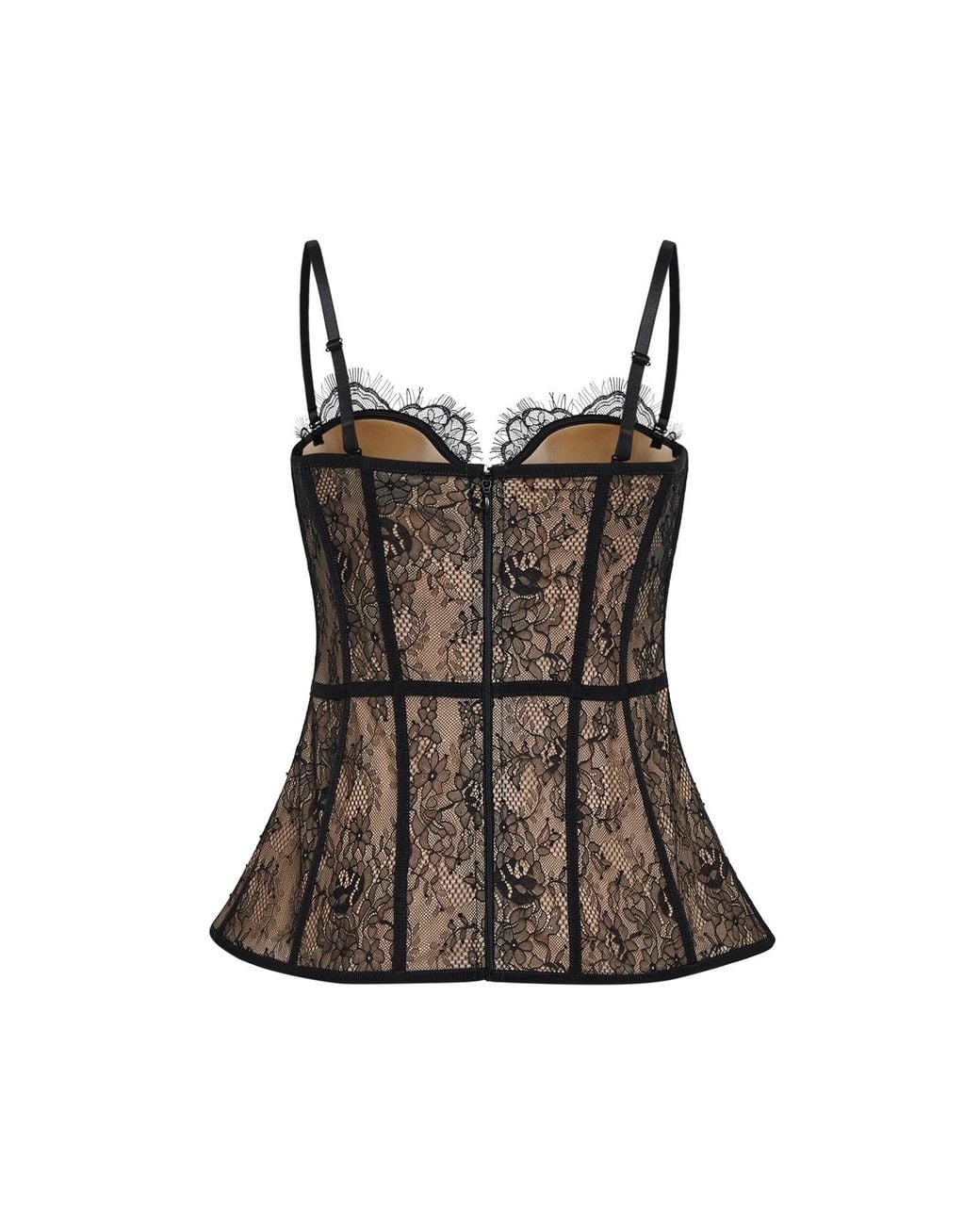 GIUSEPPE DI MORABITO Black Lace Peplum Bustier Top