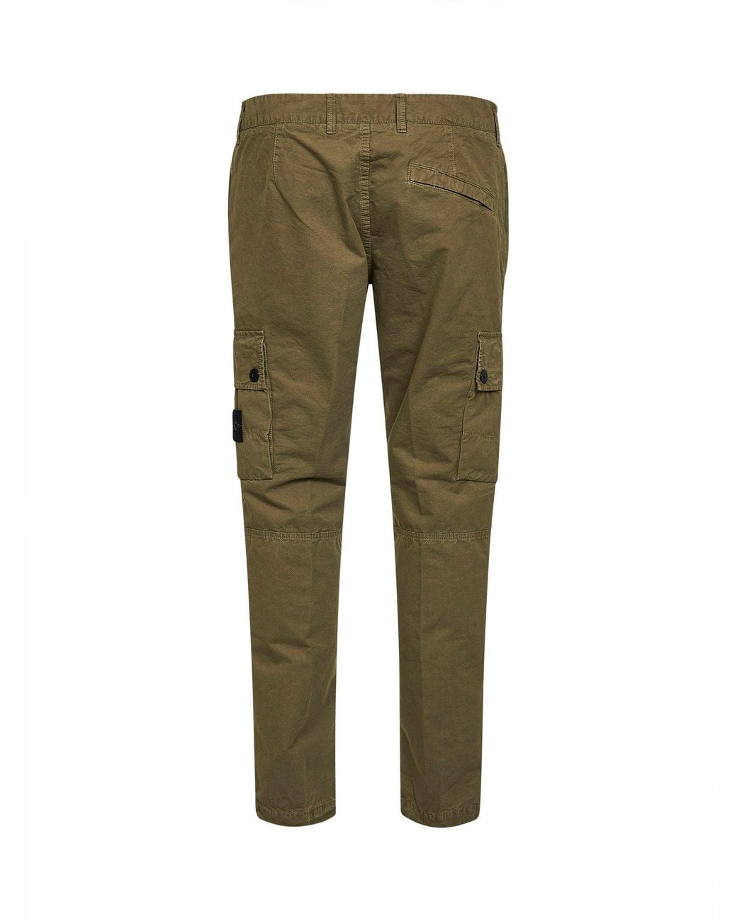 Stone Island Green Military Brushed Organic Cotton Canvas Cargo Trousers for men