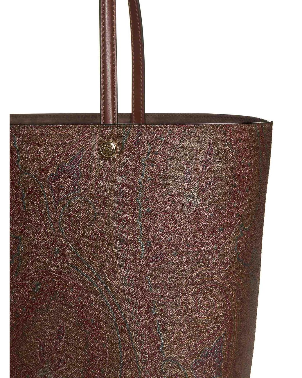 Etro Brown Paisley Jacquard Medium Tote Bag