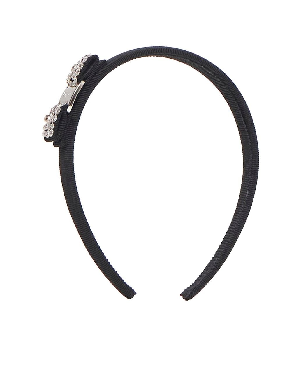 Ferragamo Black Vara Rhinestone Bow Grosgrain Headband By