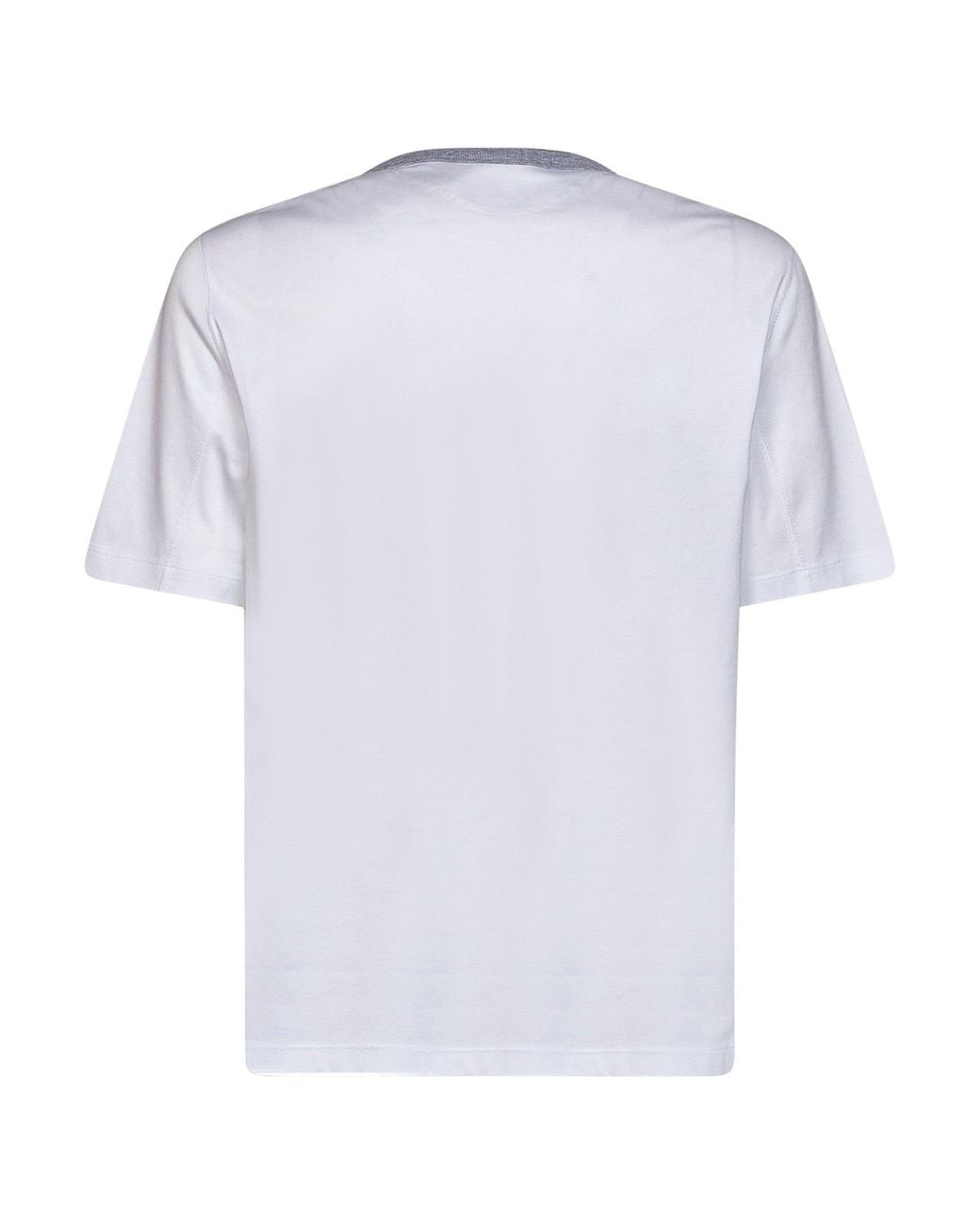 Brunello Cucinelli White Optical Cotton Jersey Printed T-Shirt for men