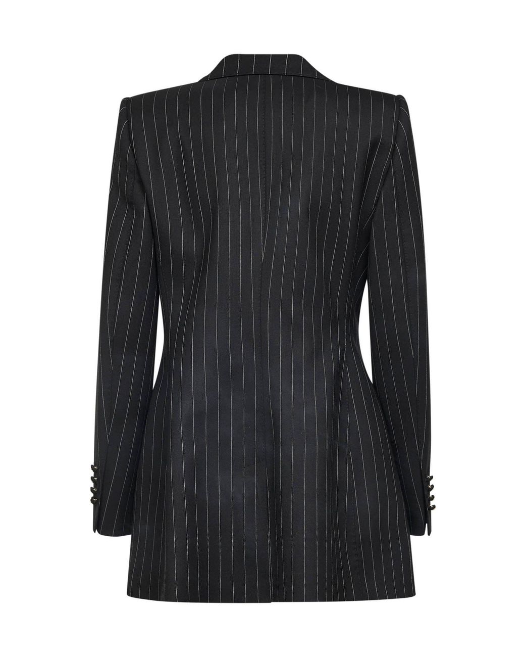 Dolce & Gabbana Black Pinstriped Stretch Wool Single-Breasted Jacket
