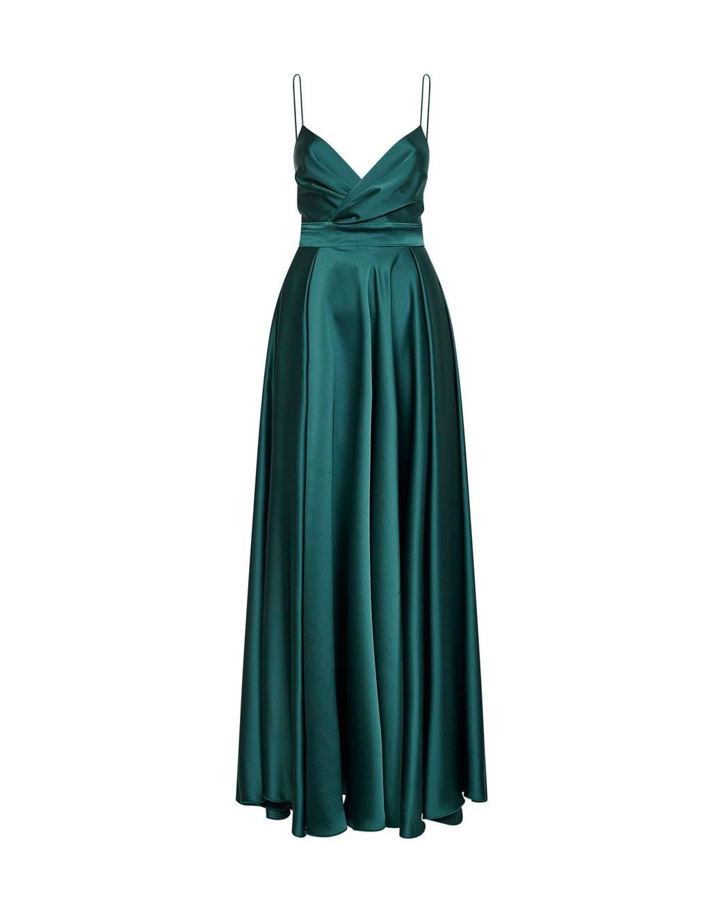 Blanca Vita Green Malachite Satin Aldi Long Dress