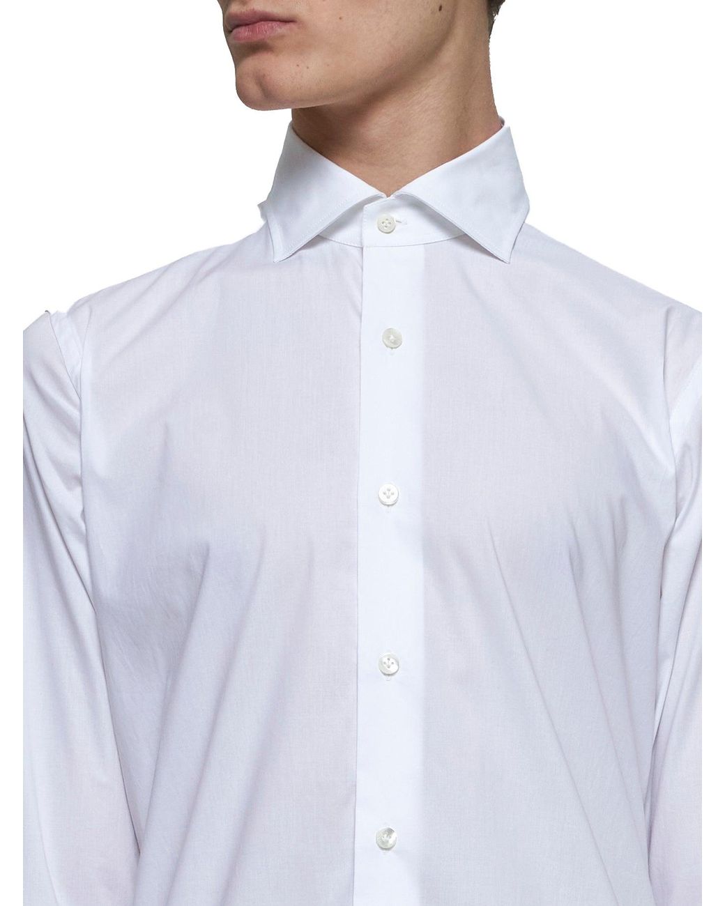 D 40 White Stretch Cotton Classic Shirt for men