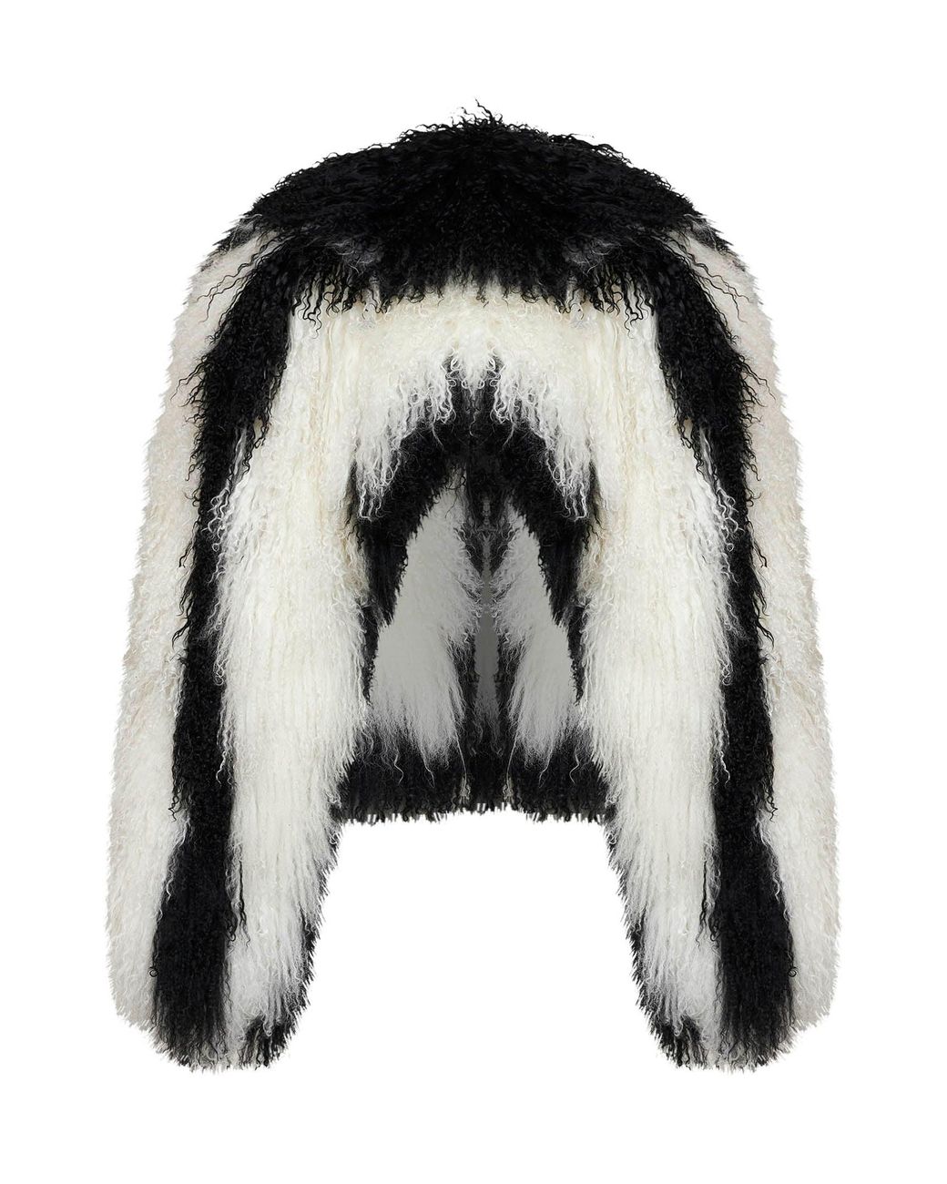 The Attico Black And Natural Two-Tone Mongolian Fur Bomber Jacket