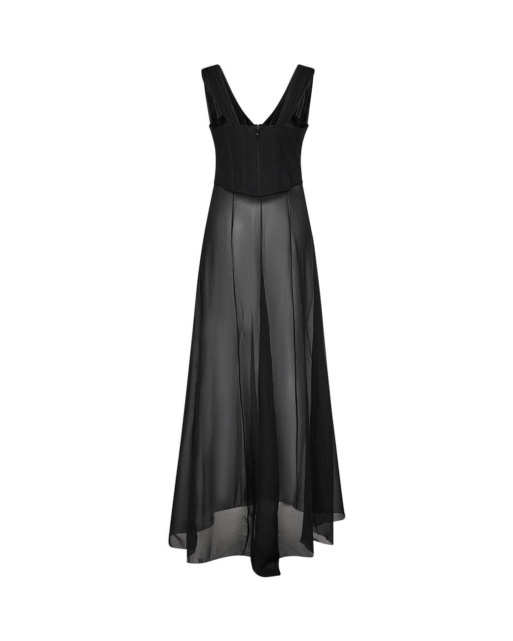 GIUSEPPE DI MORABITO Black Silk Bustier Top With Sheer Skirt