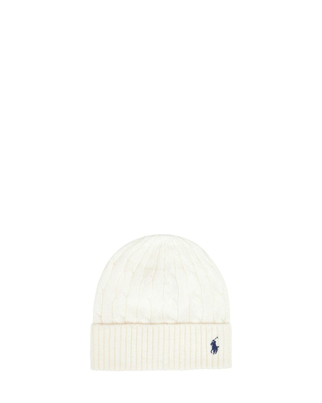 Polo Ralph Lauren White Cream Cable-Knit Wool And Cashmere Beanie