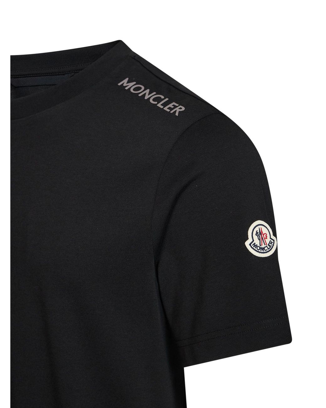 Moncler Black Cotton Jersey Crewneck T-Shirt With Logo for men