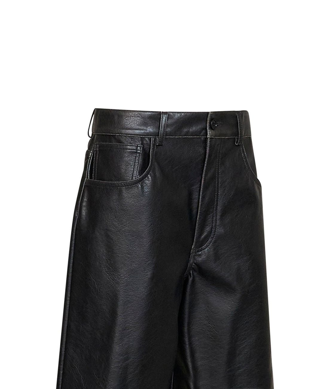 MM6 by Maison Margiela Black Faux Leather Bermuda Shorts