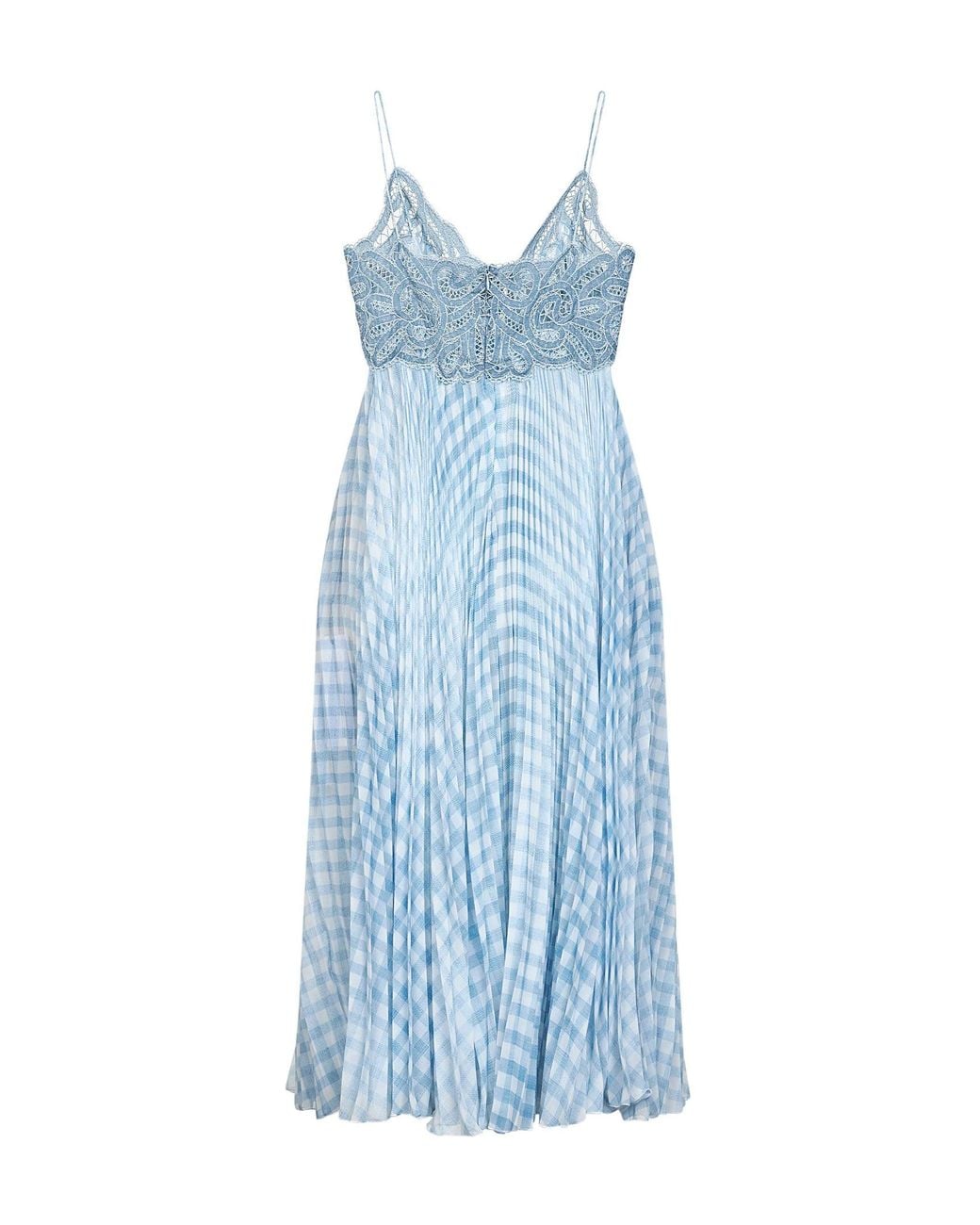 Ermanno Scervino Blue Light Rebrodé Lace And Gingham Georgette Midi Dress for men