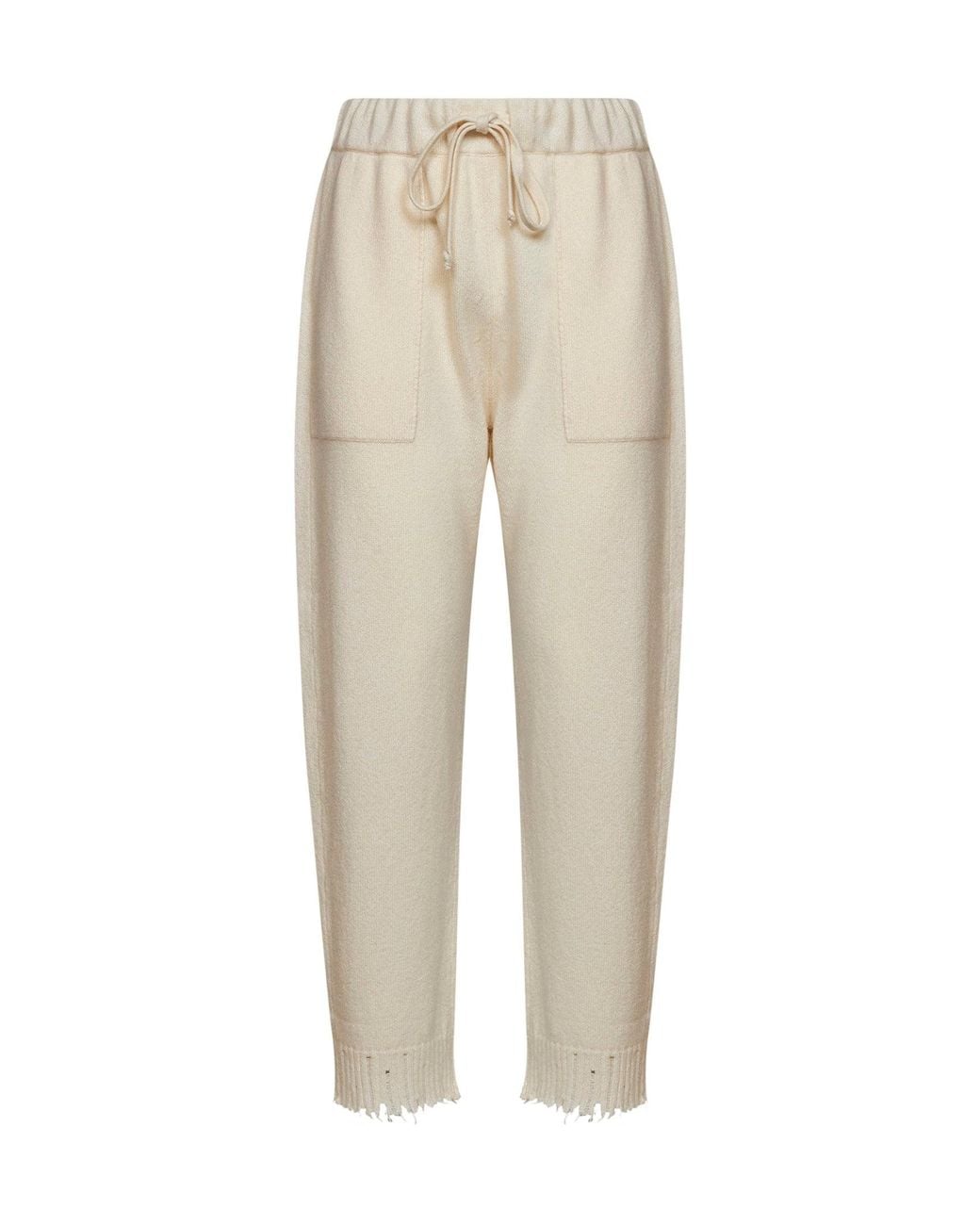 Uma Wang Natural Off- Cashmere Knit Ankle Trousers