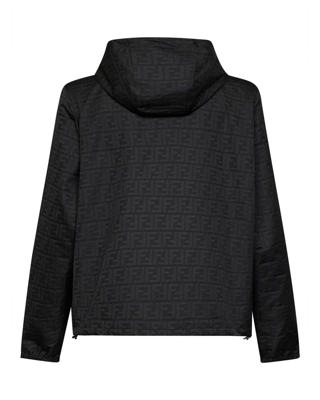 Fendi Black Ff Zucca Jacquard Nylon Hooded Blouson for men