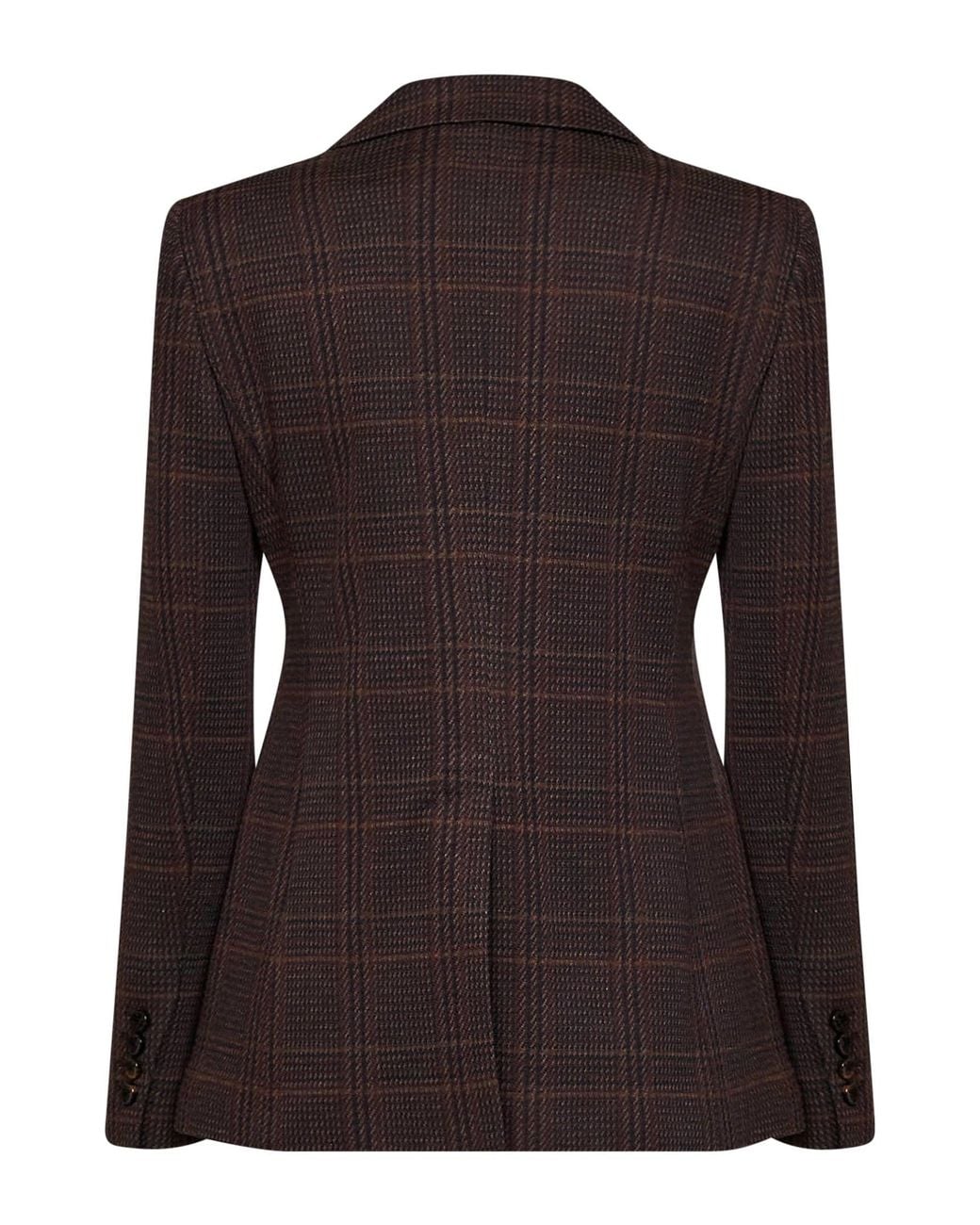Max Mara Brown Burgundy Prince Of Wales Check Mxmabate Single-Breasted Jacket